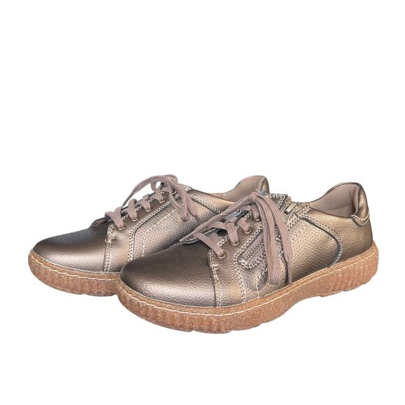 Clarks Caroline Janna Bronze Metallic Leather Sneakers Size 7 Wide - Picture 6 of 11